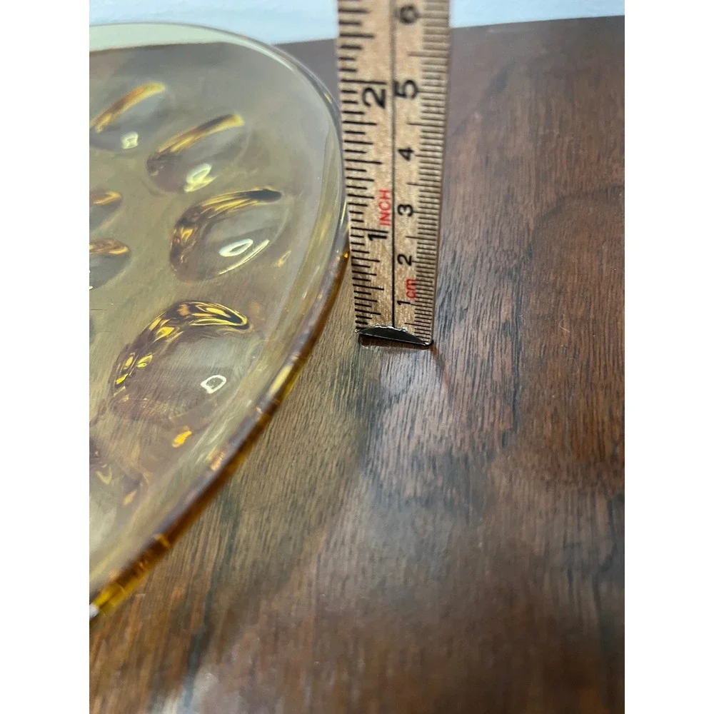 Hazel-Atlas Plate Reflection Glass Mid Century Amber Thumbprint 10-inch Vintage